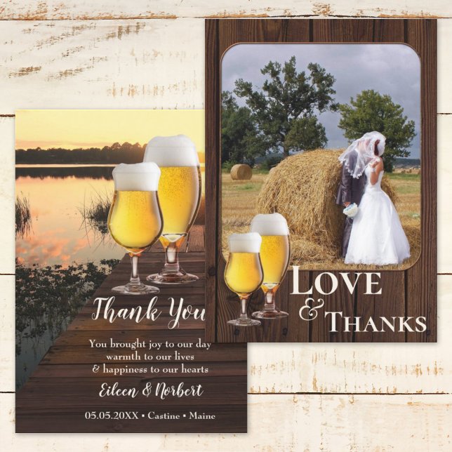 Your Photo Beer Themed Wedding Thank You Card (Creator Uploaded)
