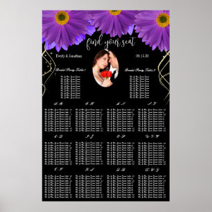 Your Photo Black & Plum Gerber Daisy Seating Chart
