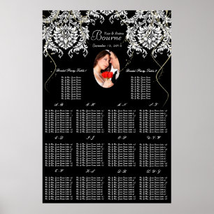 Your Photo Black & White Damask Gold Seating Chart