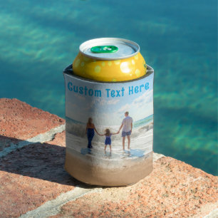 Your Photo Can Cooler with Custom Text