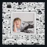 Your Photo Cats Border Faux Canvas Print<br><div class="desc">A cute border of black and white cats creates a fun frame for your favourite photo on this faux canvas print. The photo and a white mat are designed to look dimensional,  but everything is a flat print.</div>