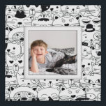 Your Photo Cats Border Faux Canvas Print<br><div class="desc">A cute border of black and white cats creates a fun frame for your favourite photo on this faux canvas print. The photo and a white mat are designed to look dimensional,  but everything is a flat print.</div>