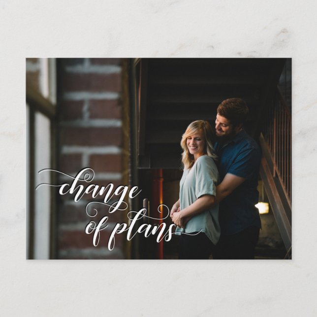 Your Photo + Change of Plans Postponed Wedding Postcard (Front)