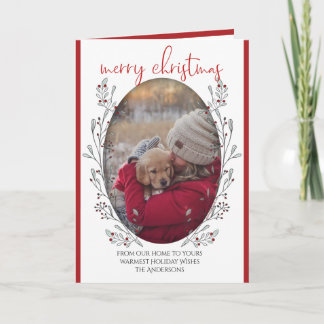 YOUR PHOTO Christmas Foliage and Berries Card