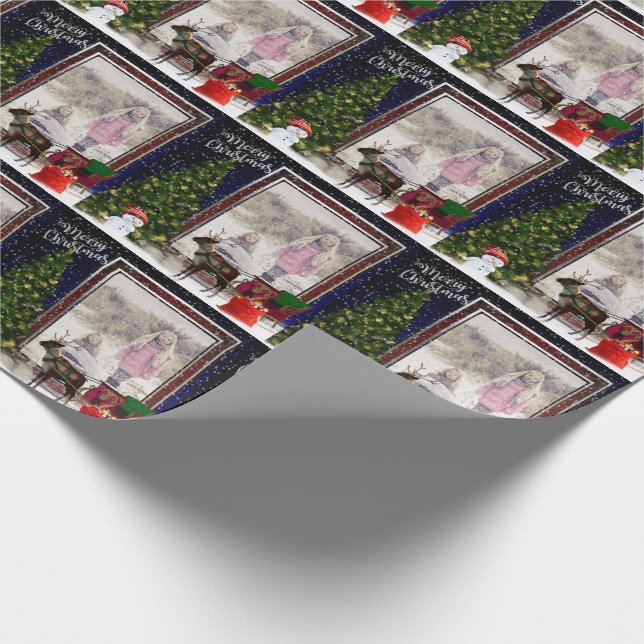 Your photo Christmas Frame Scene Wrapping Paper (Corner)