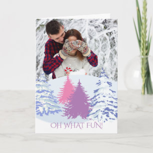 Your Photo Christmas Modern Trees Holiday Card