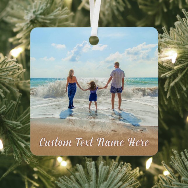 Your Photo Christmas Ornament with Custom Text (Insitu)