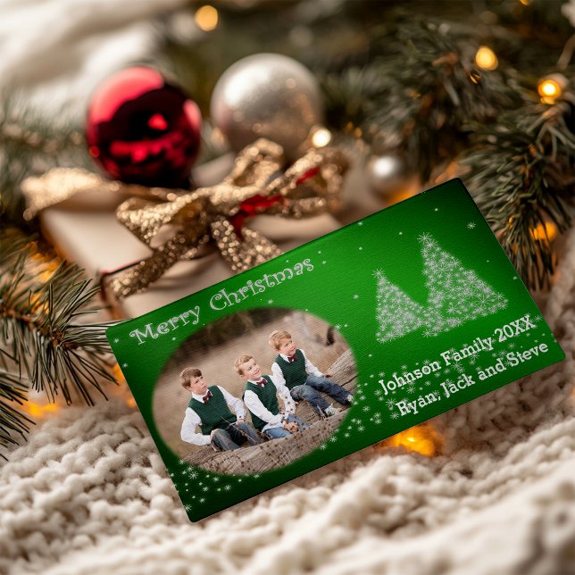 Your Photo Christmas Tree Green Holiday Card (Your Photo Christmas Tree Green Holiday Card)