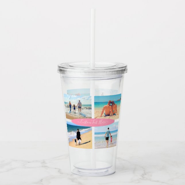 Your Photo Collage Acrylic Tumbler and Custom Text (Front)