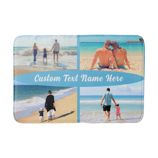 Your Photo Collage Bath Mat Custom Text Name (Front)