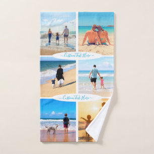 Your Photo Collage Bath Towel Set with Custom Text