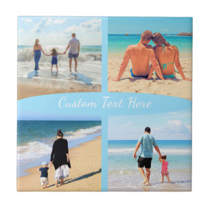 Your Photo Collage Ceramic Tile with Custom Text