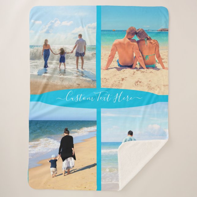 Your Photo Collage Sherpa Blanket with Custom Text (Front)