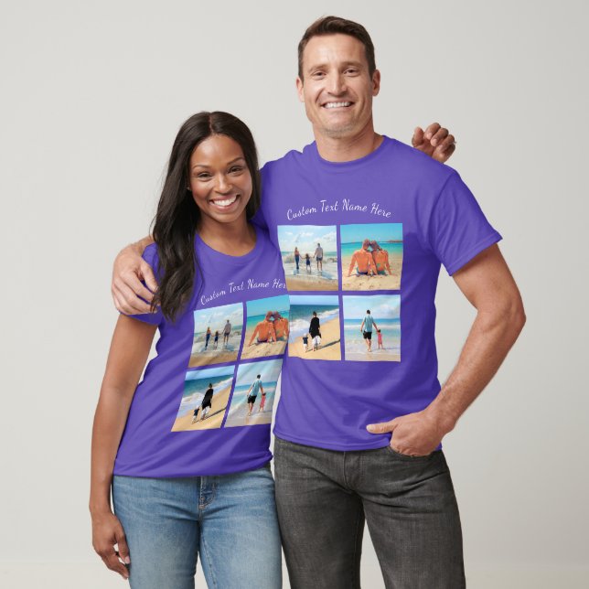 Your Photo Collage T-Shirt with Custom Text Name (Unisex)