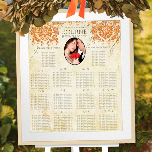 Your Photo Coral Damask Gold Seating Chart (Creator Uploaded)