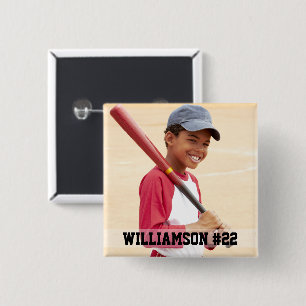 Your Photo Custom Baseball or Your Sport 15 Cm Square Badge