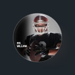 Your Photo Custom Football or Your Sport Round But 3 Cm Round Badge<br><div class="desc">sports photo, kids sports, football player, softball player, soccer player, school sports, baseball player, team sports, track and field athlete, tee ball little league player</div>