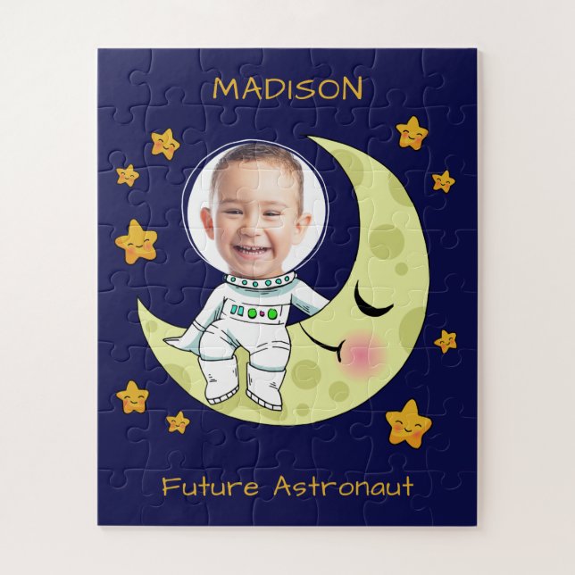 YOUR PHOTO custom name Astronaut puzzle (Vertical)