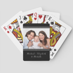 Your Photo Custom Name Black Playing Cards