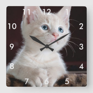Your Photo Custom Square Clock with White Numbers