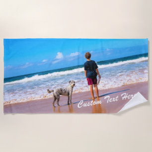 Your Photo Custom Text Beach Towel Personalised