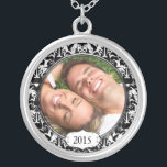 Your Photo Damask Wedding Anniversary Necklace<br><div class="desc">Keepsake Necklaces Choose either Silver Plated or Sterling Silver</div>