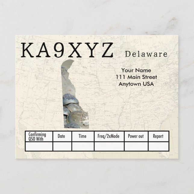 Your Photo Delaware Shaped Cutout Custom QSL Postcard (Front)