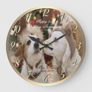 Your Photo Diamond 25th Wedding Anniversary Large Clock