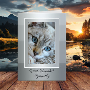 Your Photo Elegant Grey Striped Cat Sympathy Card