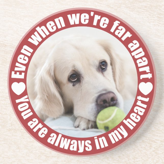 YOUR PHOTO Far Apart Love sandstone coaster (Front)