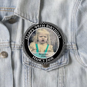 Your Photo: Geometric Diagonal Lines Black & White 10 Cm Round Badge