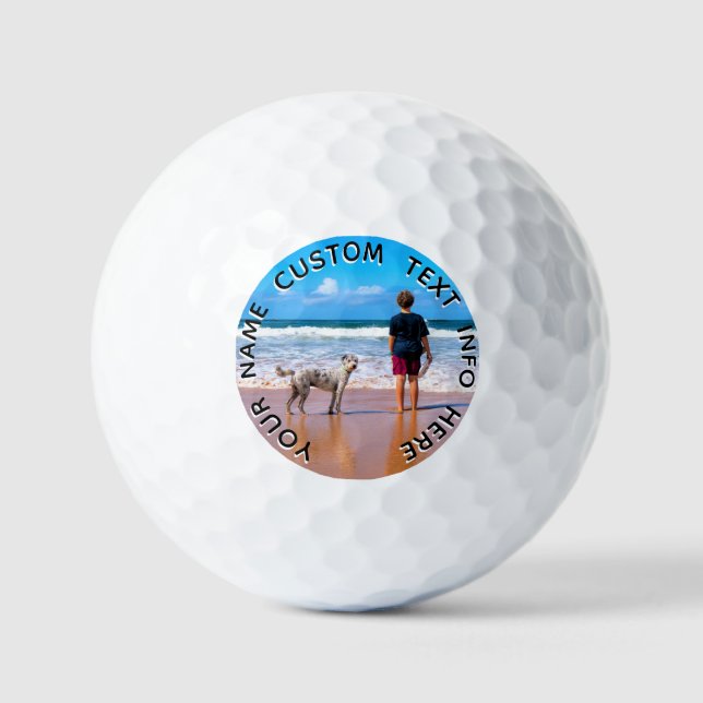 Your Photo Golf Balls Gift with Custom Text Name (Front)