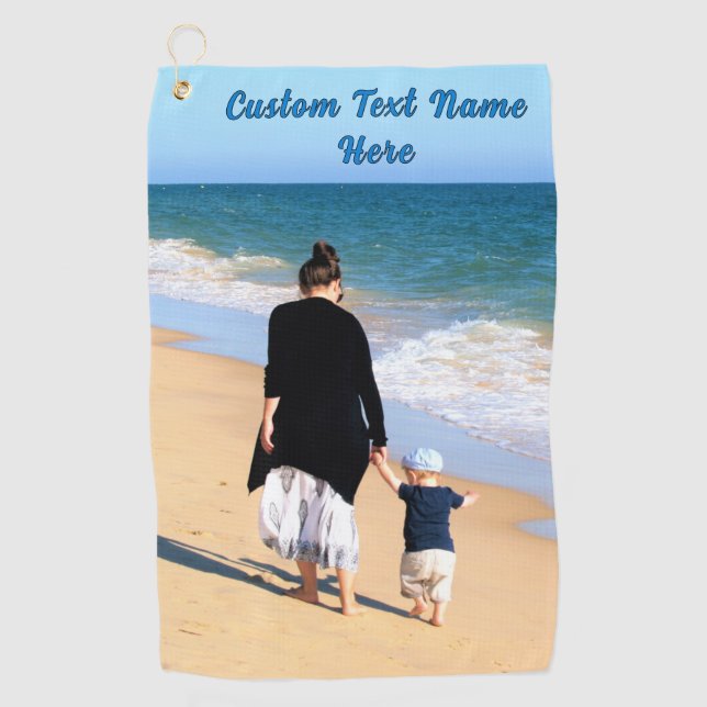 Your Photo Golf Towel Gift with Custom Text (Front)