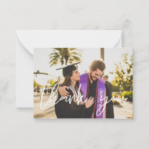 Your Photo Graduation Hat Thank You - Chalkboard Card