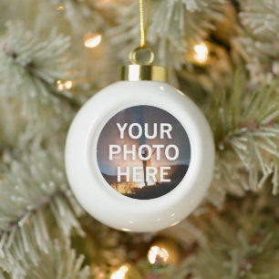 Your Photo Here Ceramic Ball Christmas Ornament