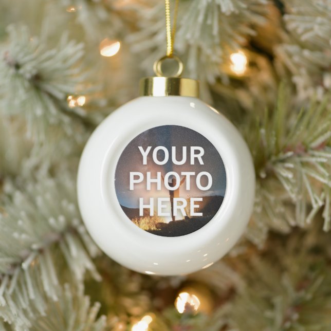 Your Photo Here Ceramic Ball Christmas Ornament (Tree)