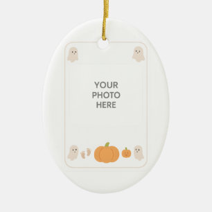 Your Photo Here Cute Ghost Baby Halloween Frame Ceramic Ornament