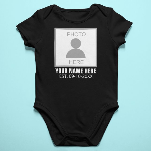 Your Photo Here Name and Age Baby Bodysuit (Creator Uploaded)