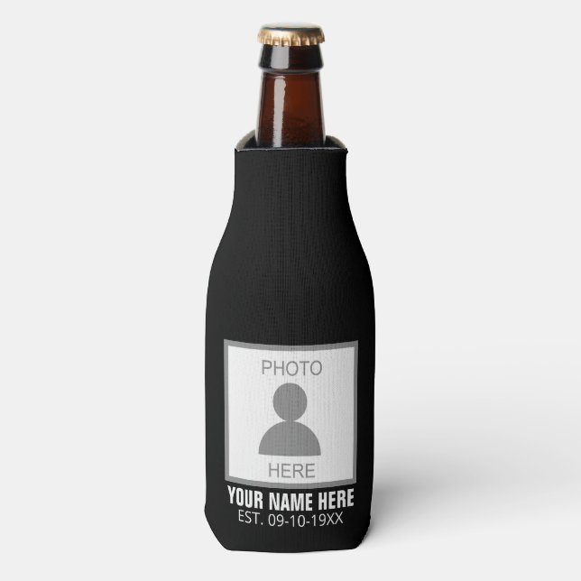 Your Photo Here Name and Age Bottle Cooler (Bottle Front)