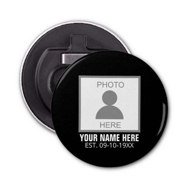 Your Photo Here Name and Age Bottle Opener (Front)