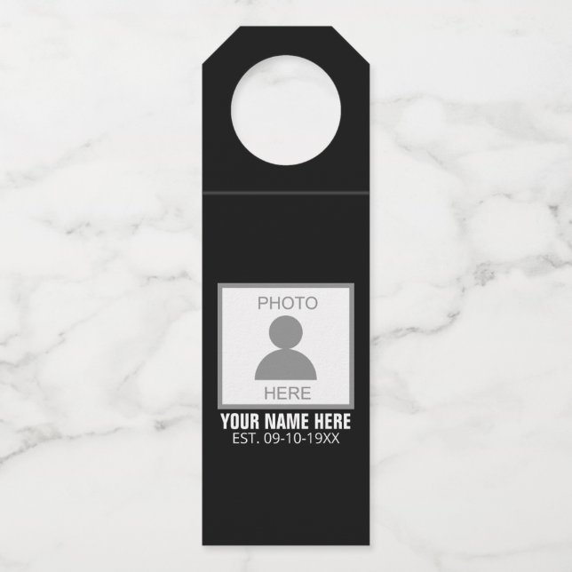 Your Photo Here Name and Age Bottle Tag (Front)