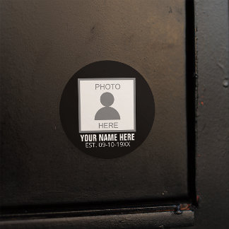 Your Photo Here Name and Age Classic Round Sticker