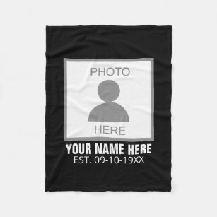 Your Photo Here Name and Age Fleece Blanket