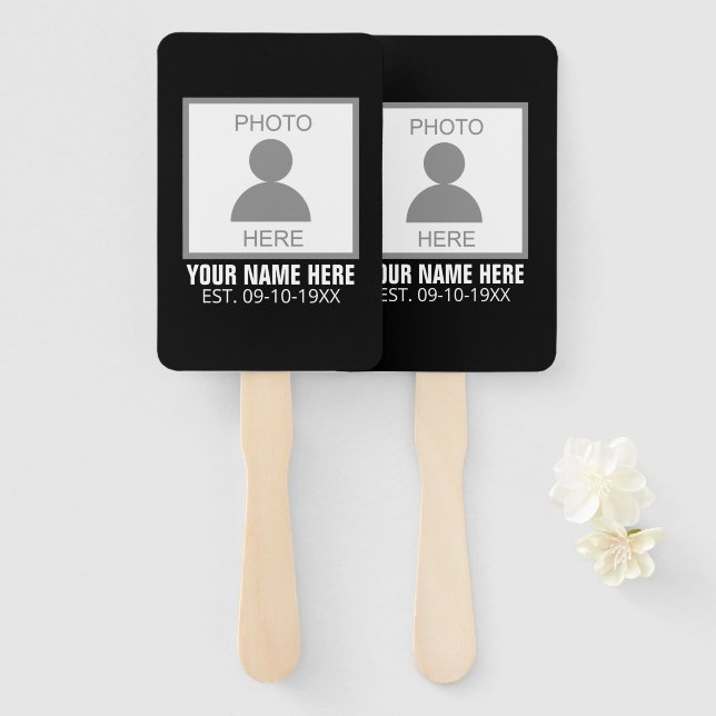 Your Photo Here Name and Age Hand Fan (Front and Back)