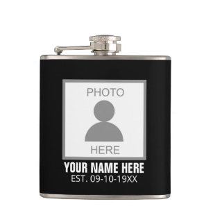 Your Photo Here Name and Age Hip Flask