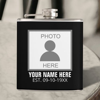 Your Photo Here Name and Age Hip Flask