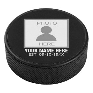 Your Photo Here Name and Age Hockey Puck