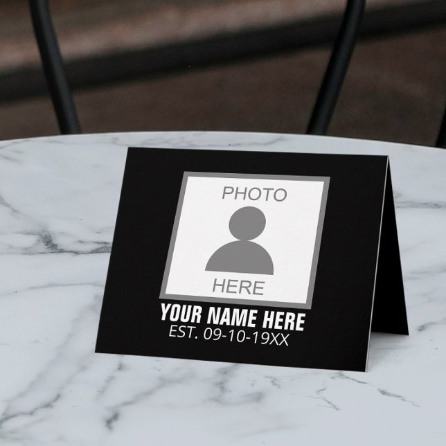 Your Photo Here Name and Age Holiday Card (Creator Uploaded)