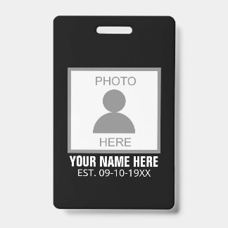 Your Photo Here Name and Age ID Badge