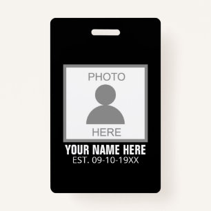 Your Photo Here Name and Age ID Badge